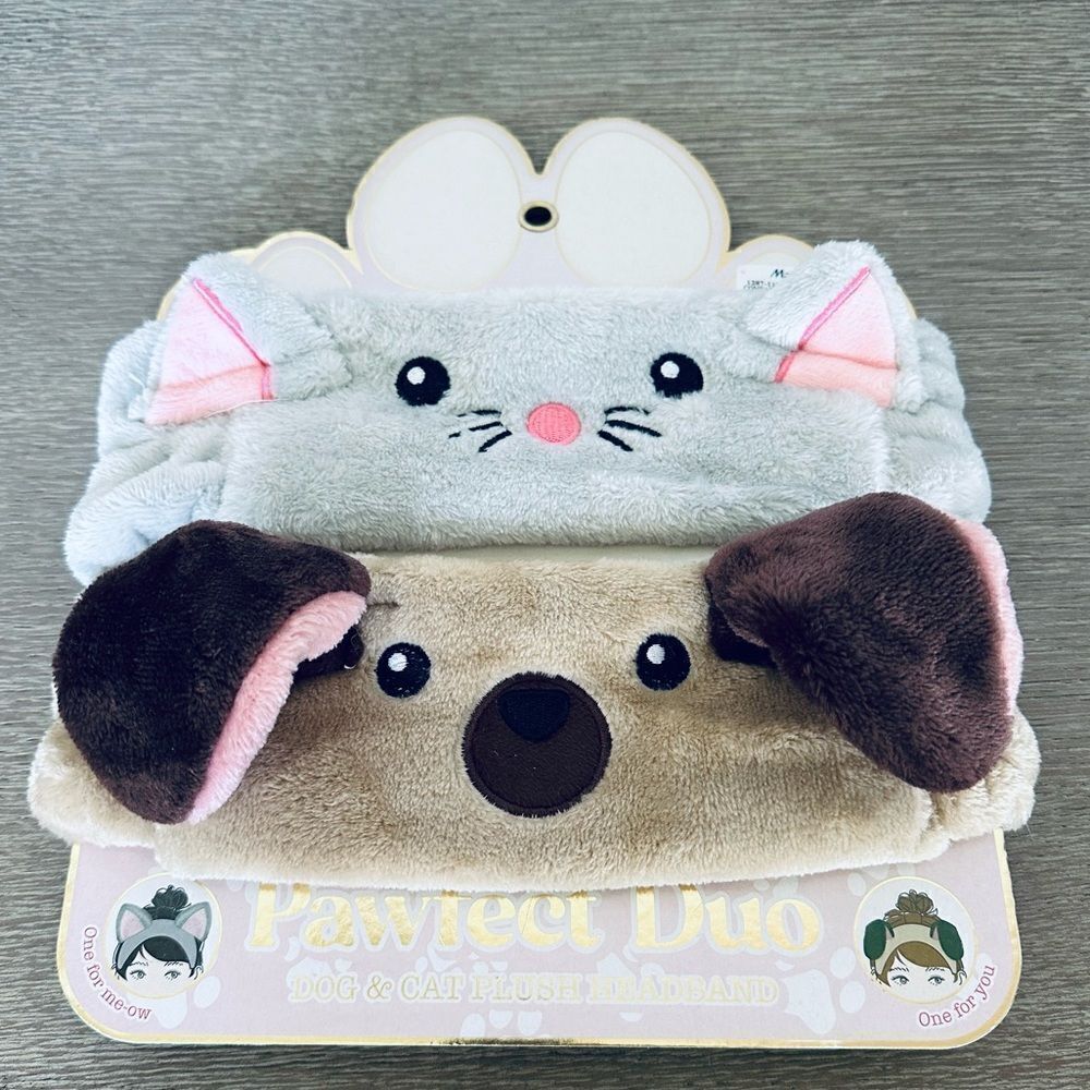 Plush Dog & Cat Spa Headbands Set 2-pc
